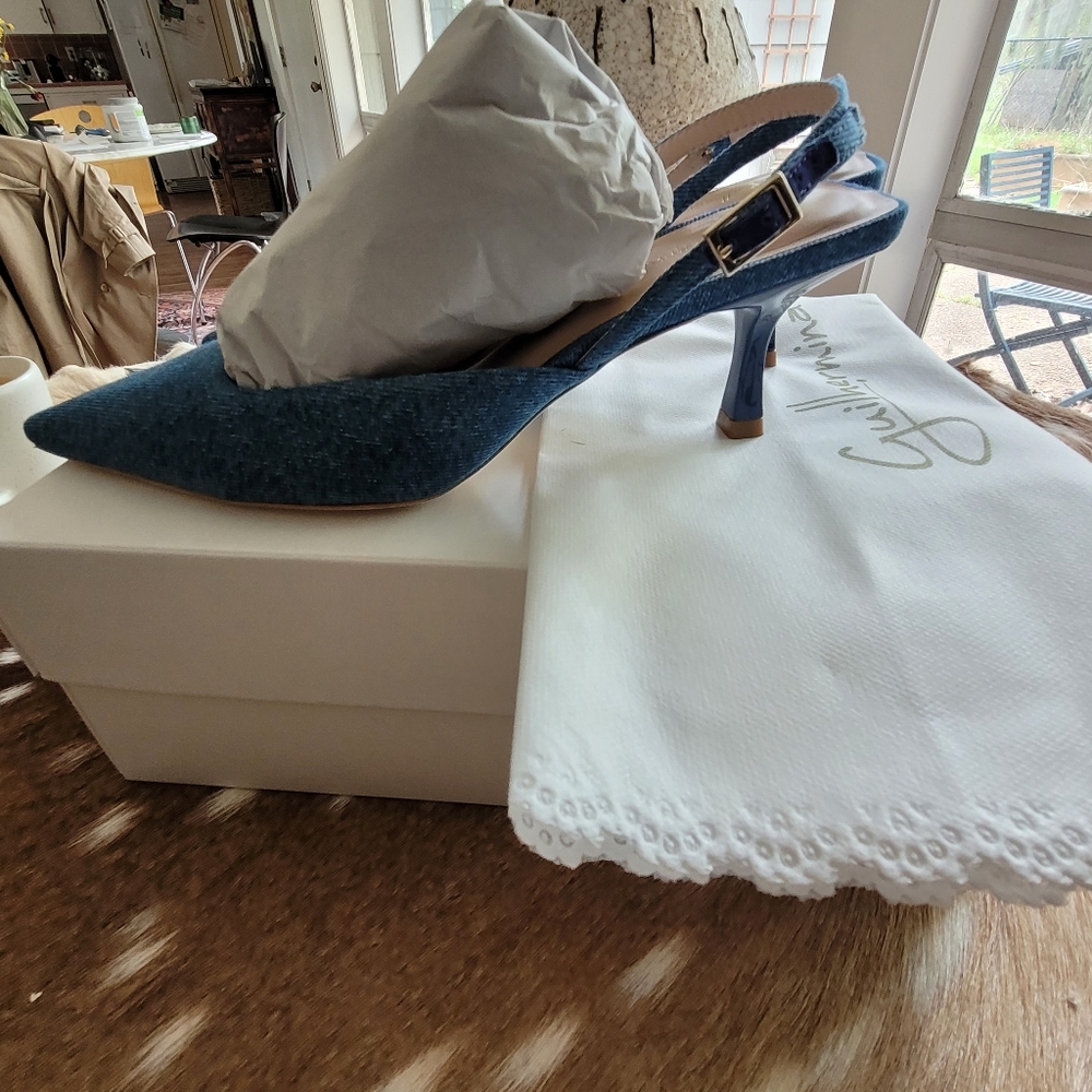 Anthropologie Guilhermina Slingback Kitten Heel in Denim - Picture 5 of 13